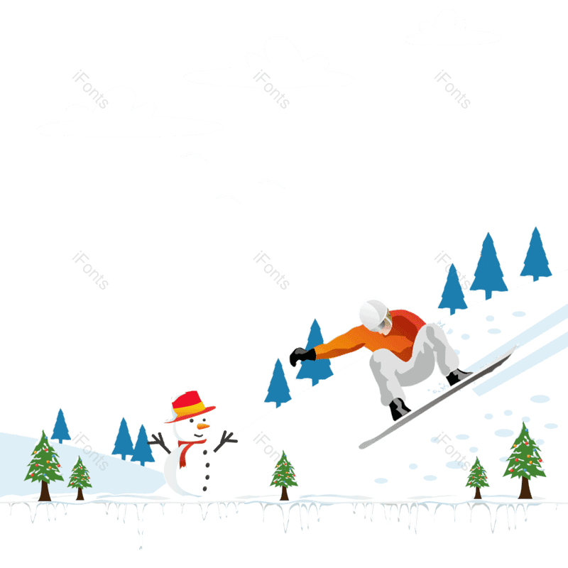 插画图片,滑雪元素,动态PNG,雪人免抠素材